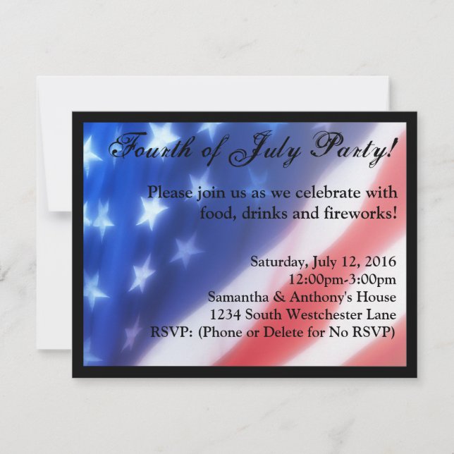 Invitación a la celebración del 4 de julio (Anverso)