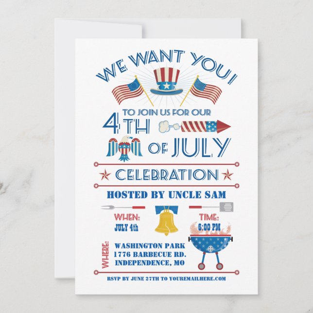 Invitación a la celebración del 4 de julio (Anverso)