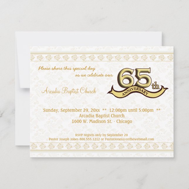 Invitación a la celebración del 65 aniversario de  (Anverso)