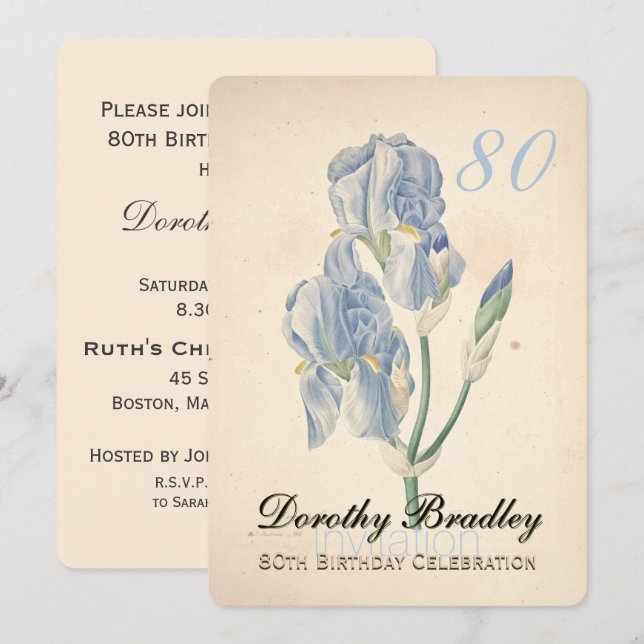 Invitación a la celebración del 80º cumpleaños de  (Anverso / Reverso)