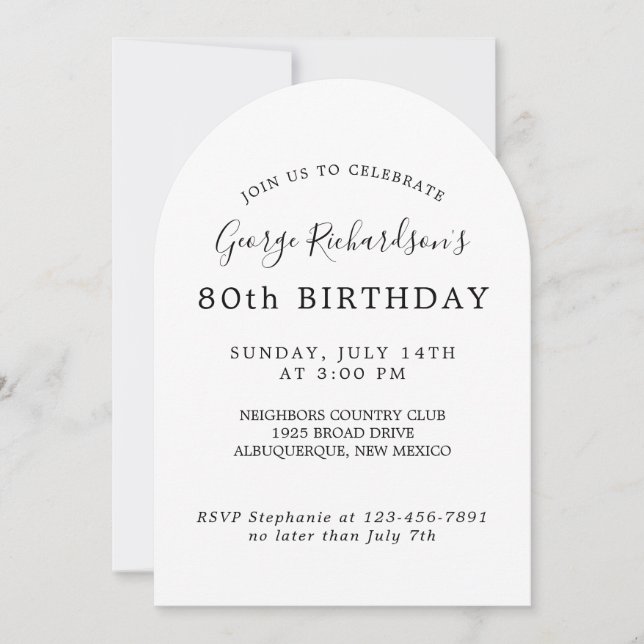 Invitación a la Celebración del 80 Cumpleaños (Anverso)