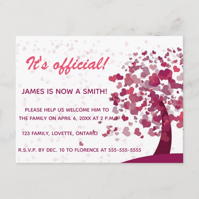 Invitación a la celebración del Árbol de Amor (Anverso)