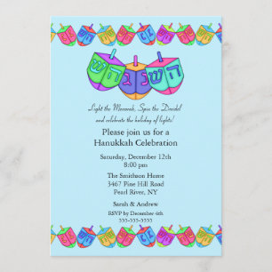 Invitación a la celebración del Blue Dreidel Hanuk
