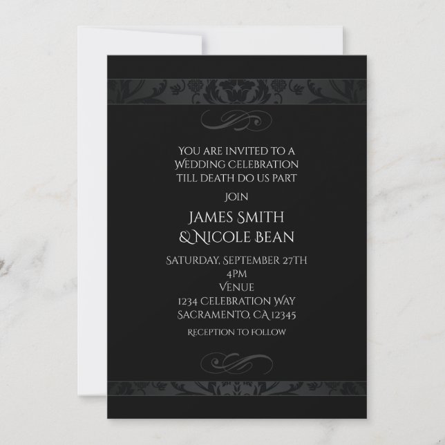Invitación a la celebración del Boda Black Dark El (Anverso)