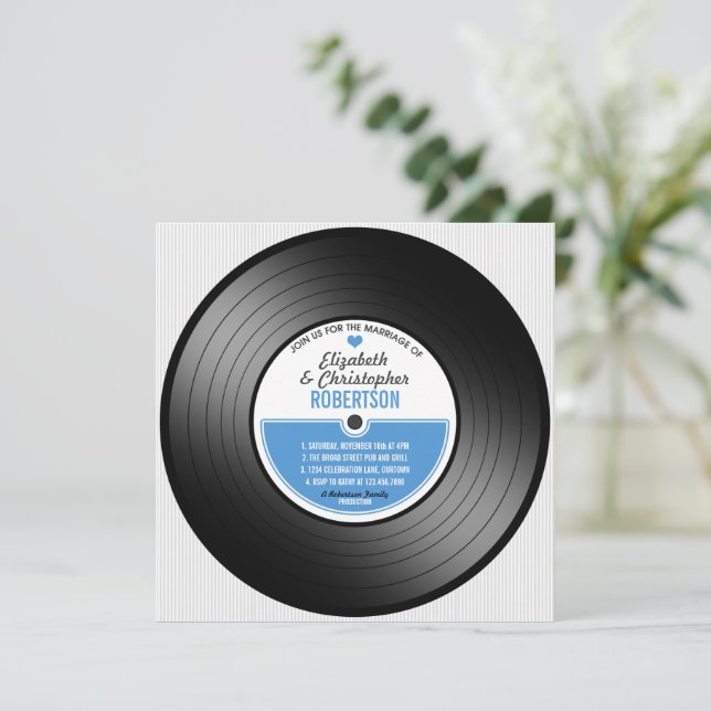 Invitación a la celebración del Boda de grabación  (Anverso de pie)