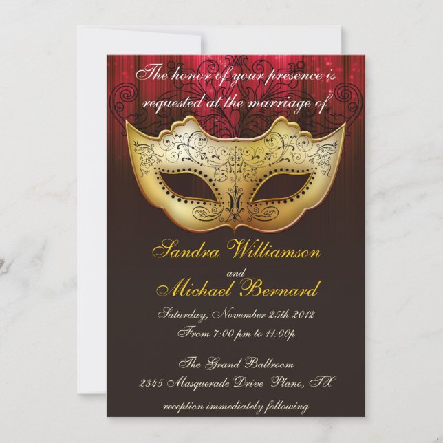 Invitación a la celebración del Boda de la mascara (Anverso)