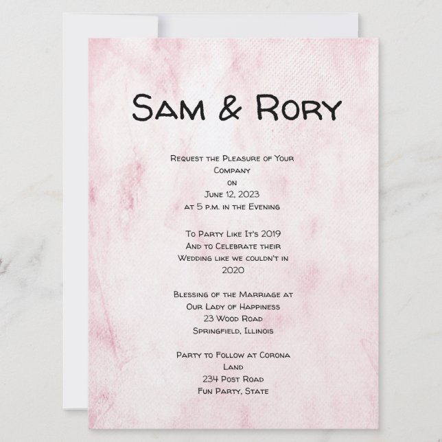 Invitación a la celebración del Boda de Sencillo P (Anverso)