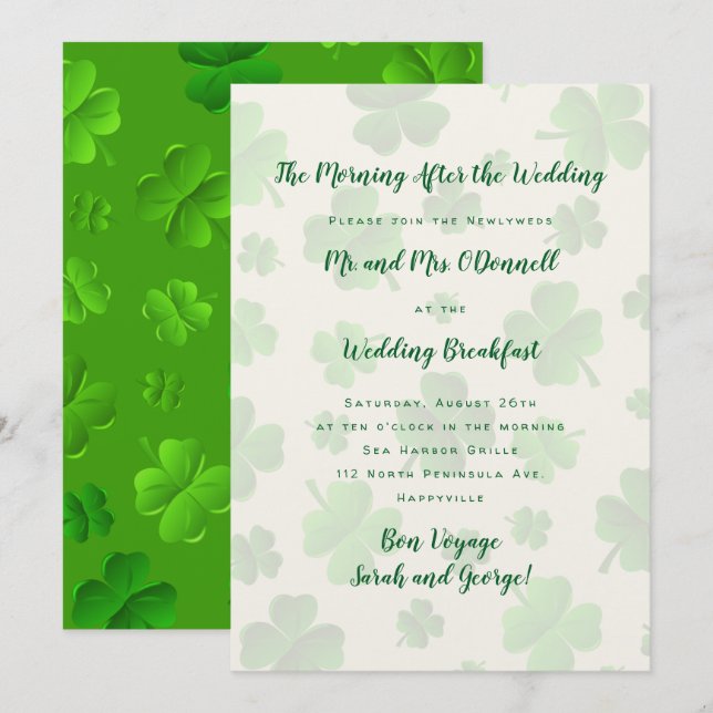 Invitación a la celebración del Boda irlandés (Anverso / Reverso)