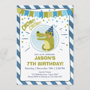 Invitación a la celebración del cumpleaños Alligat