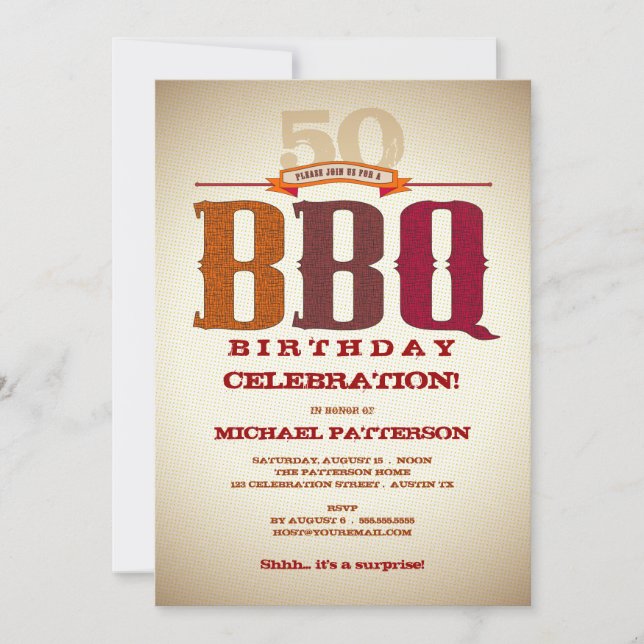 Invitación a la celebración del cumpleaños BBQ (Anverso)