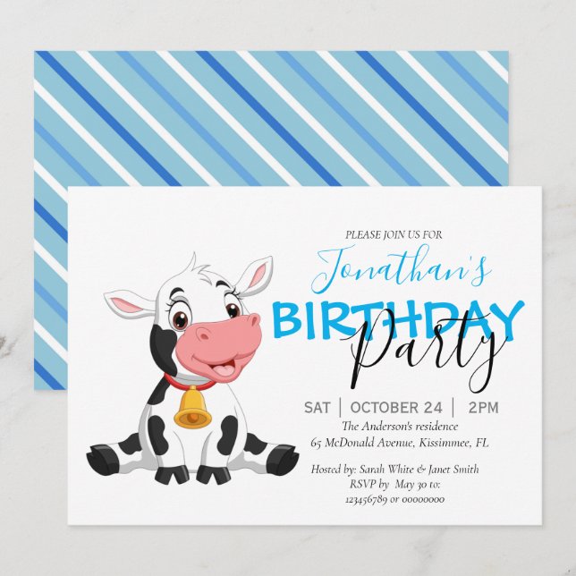 Invitación a la celebración del cumpleaños de Moo- (Anverso / Reverso)