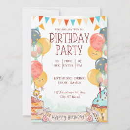 Invitación a la celebración del cumpleaños en colo