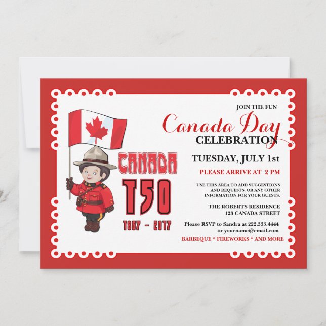 Invitación a la celebración del Día de Canadá 150  (Anverso)