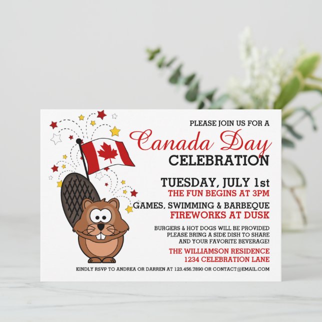 Invitación a la celebración del Día del Canadá (Anverso de pie)