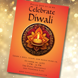 Invitación a la celebración del Diwali amarillo y