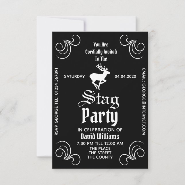 Invitación a la celebración del Fiesta Stag (Anverso)