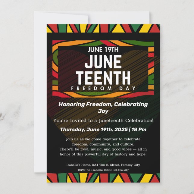 Invitación a la Celebración del Juneteenth en Hono (Anverso)