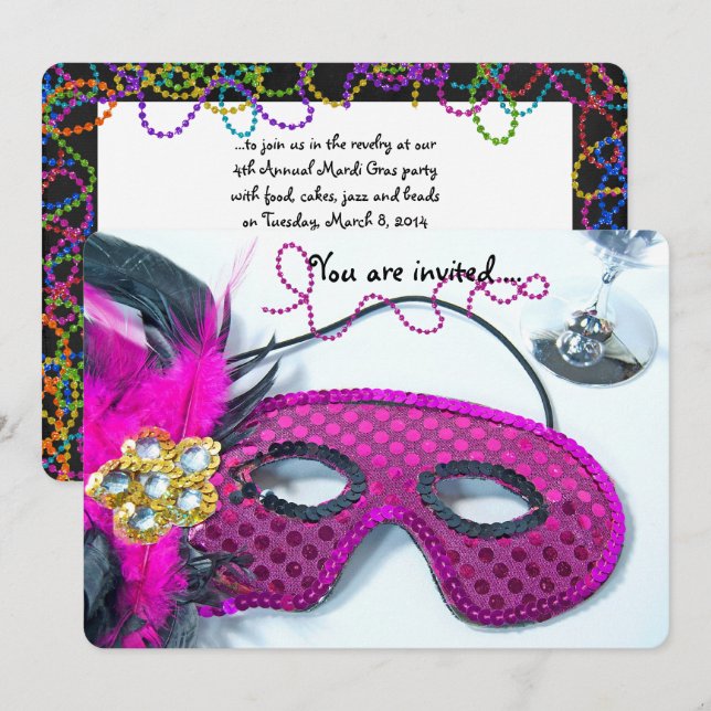 Invitación a la celebración del Mardi Gras (Anverso / Reverso)