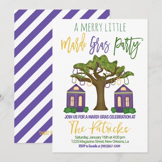 Invitación a la Celebración del Mardi Gras (Anverso / Reverso)