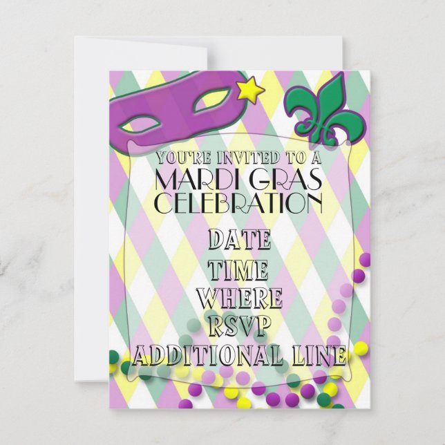 Invitación a la celebración del Mardi Gras (Anverso)