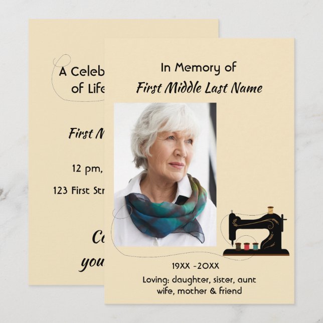 Invitación a la Celebración del Servicio de Vida p (Anverso / Reverso)