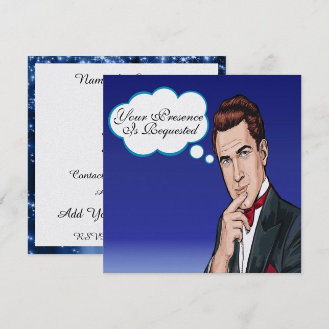 Invitación a la celebración formal de Pop Art Man (Anverso / Reverso)