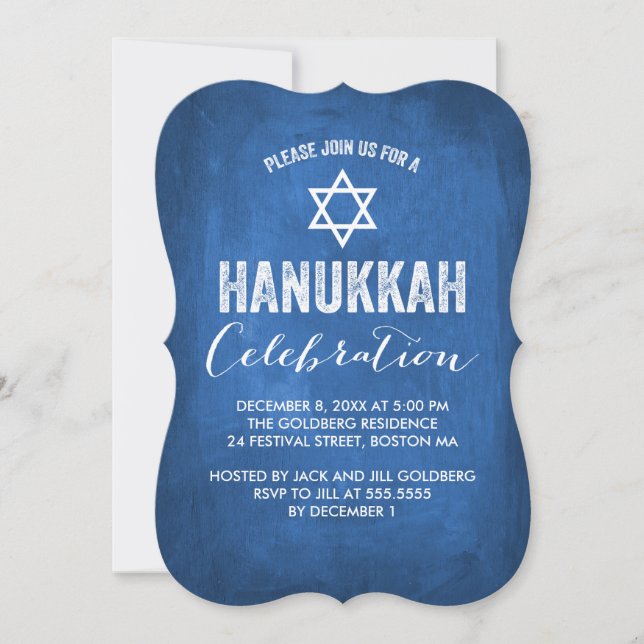 Invitación a la celebración moderna de Hanukkah (Anverso)