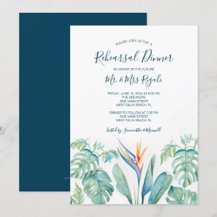 Invitación a la cena a prueba de acuarela tropical