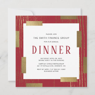 Invitación a la Cena Anual Rojo y Dorado