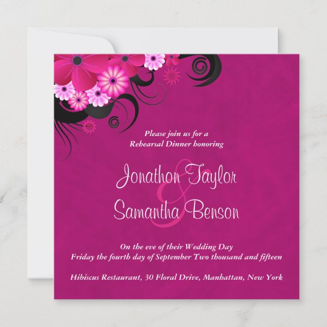 Invitación a la cena Boda de 5.25" de Fuchsia Oscu (Anverso)