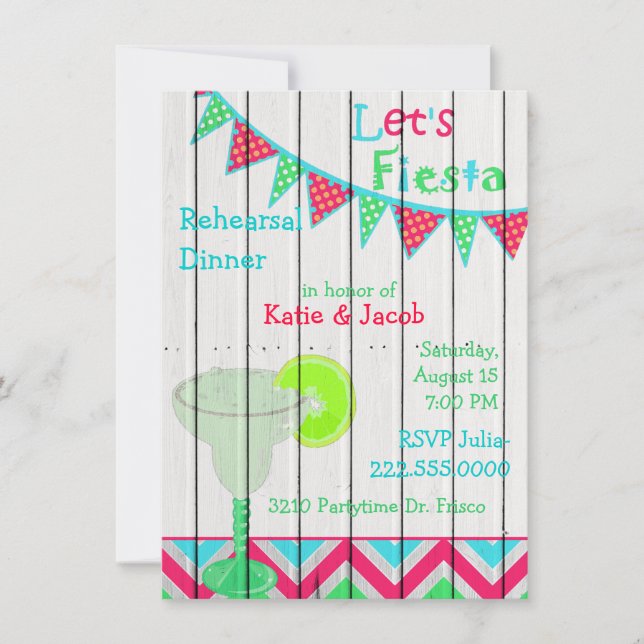 Invitación a la cena Boda de Fiesta Mexicana (Anverso)