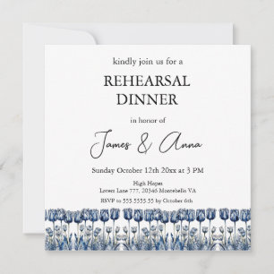 Invitación a la cena con el ensayo Delft Blue Tuli