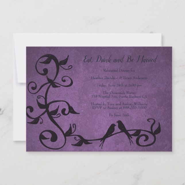 Invitación a la cena con el ensayo Purple Lovebird (Anverso)