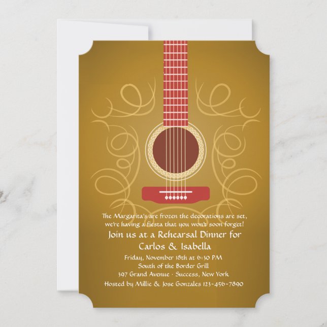 Invitación a la cena con ensayo de guitarra españo (Anverso)