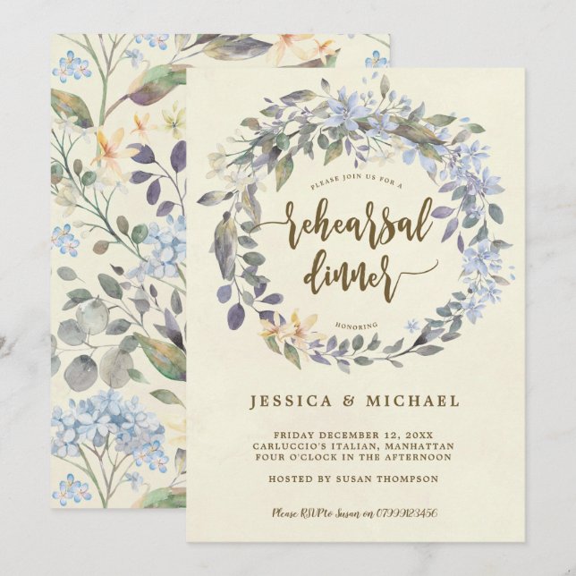invitación a la cena con ensayo de vértigo floral  (Anverso / Reverso)
