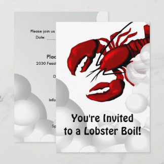 Invitación a la cena con hirviendo en langosta