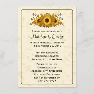 Invitación a la cena con un elegante ensayo de gir