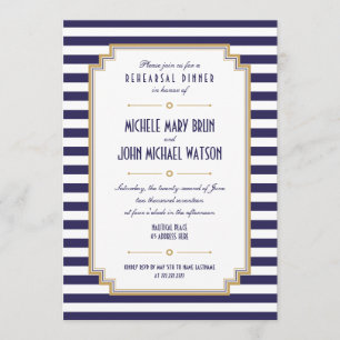 Invitación a la cena con un elegante ensayo en bla