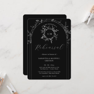 Invitación a la cena con un elegante ensayo negro 