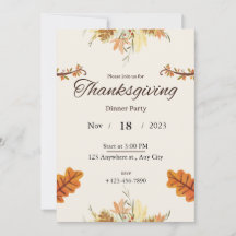 Invitación a la Cena de Acción de Gracias