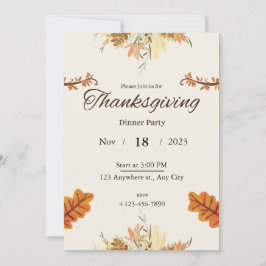 Invitación a la cena de Acción de Gracias