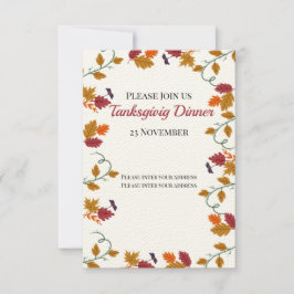 Invitación a la cena de Acción de Gracias