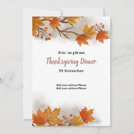 Invitación a la cena de Acción de Gracias