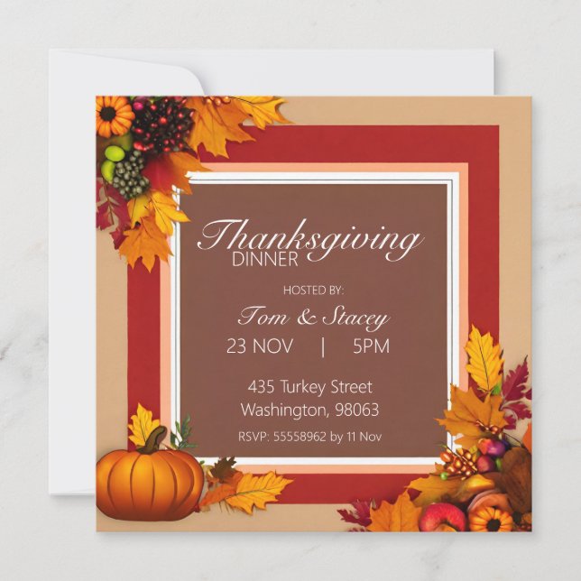 Invitación a la cena de Acción de Gracias (Anverso)