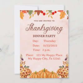 Invitación a la cena de Acción de Gracias