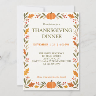 Invitación a la Cena de Acción de Gracias