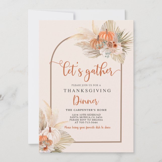 Invitación a la cena de Acción de Gracias (Anverso)