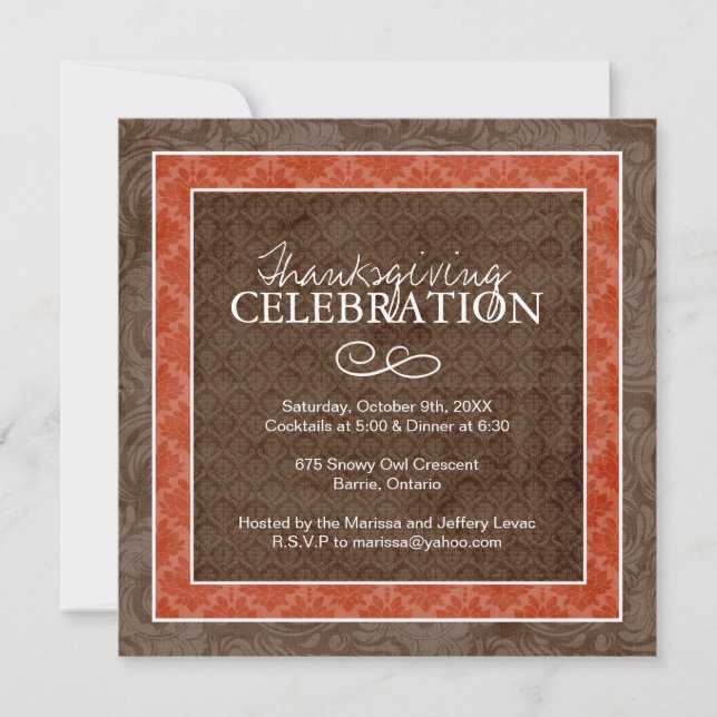 Invitación a la cena de Acción de Gracias (Anverso)