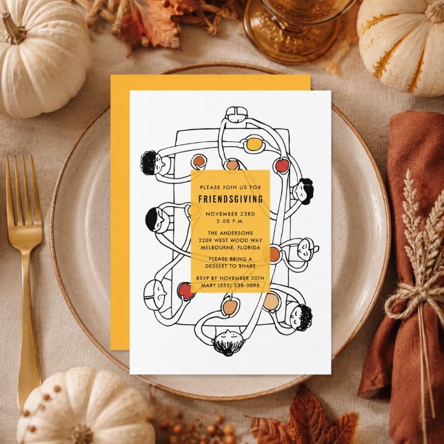 Invitación a la cena de Acción de Gracias (Friendsgiving Thanksgiving Dinner Invitation)