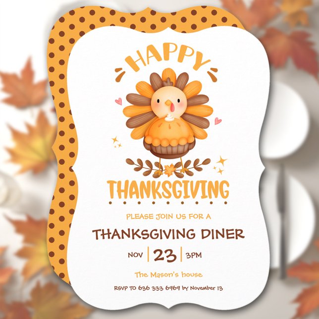 Invitación a la cena de Acción de Gracias (Cute Thanksgiving Dinner Invitation)